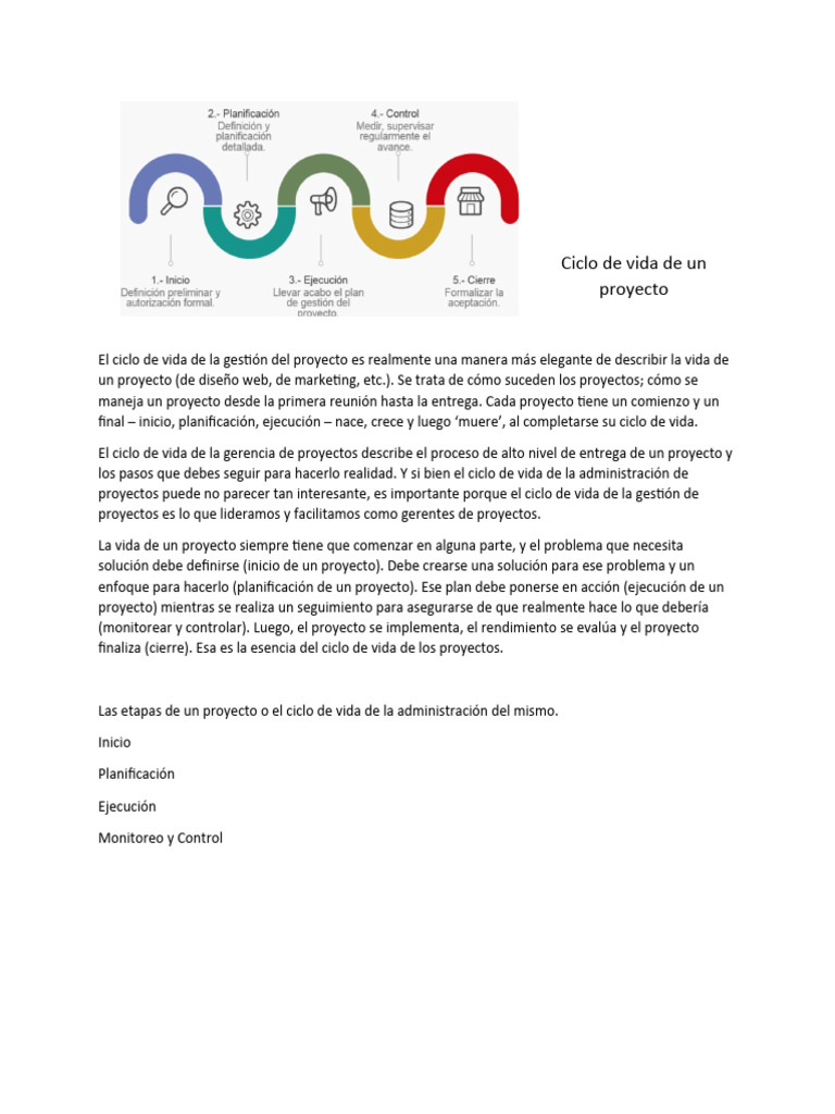 Ciclo de Vida de Un Proyecto | PDF | Evaluación del ciclo de vida ...