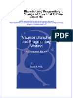 [Download pdf] Maurice Blanchot And Fragmentary Writing A Change Of Epoch 1St Edition Leslie Hill online ebook all chapter pdf 