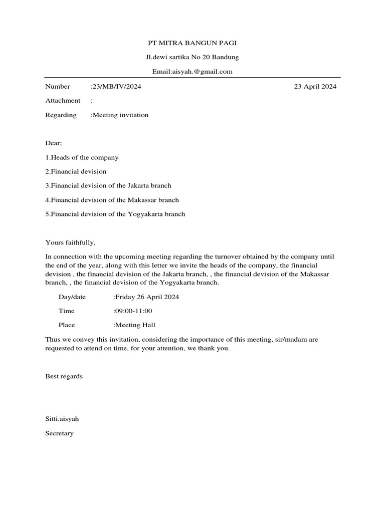 Meeting Invitation for Financial Review | PDF | Finance & Money Management