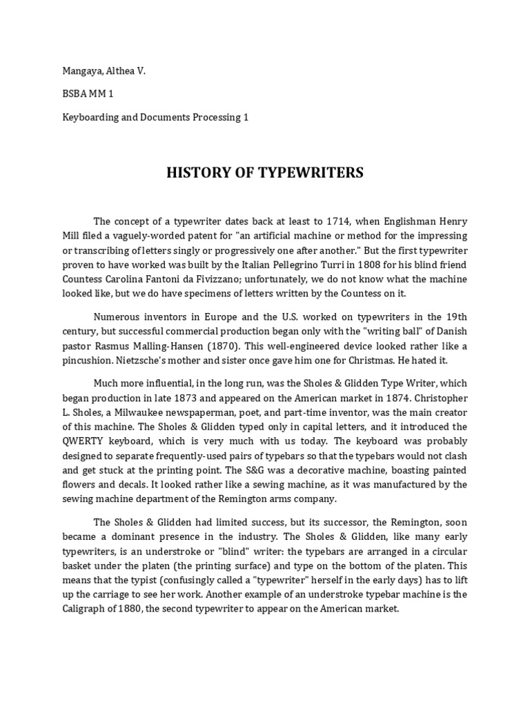 History of Typewriters 2 Download Free PDF Typewriter Office Work