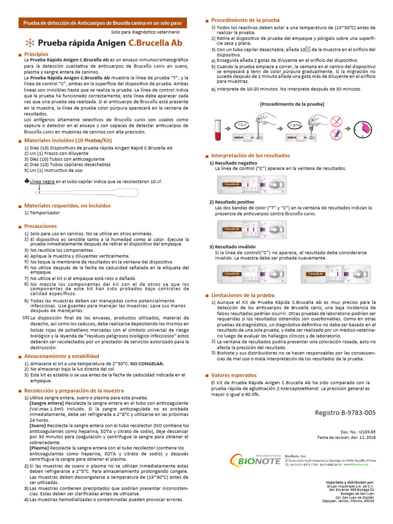 Rapid C-Brucella Ab Español 2019 | PDF | Laboratorios | Especialidades ...