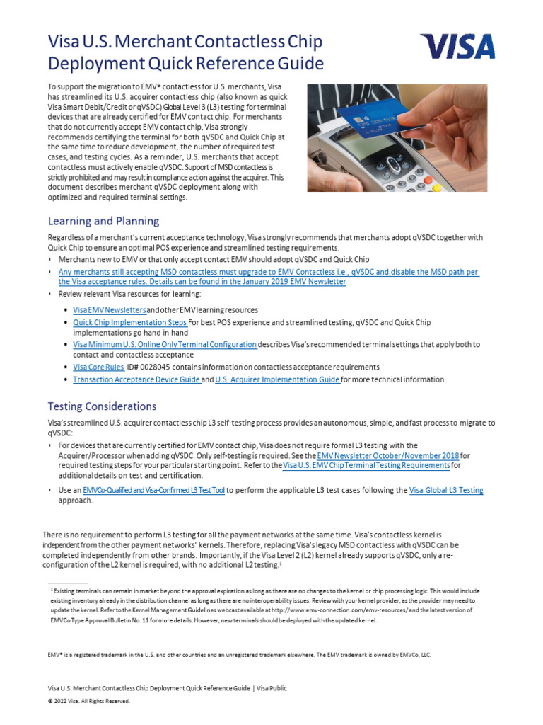 Visa U.S. Merchant Contactless Chip Deployment Quick Reference Guide ...