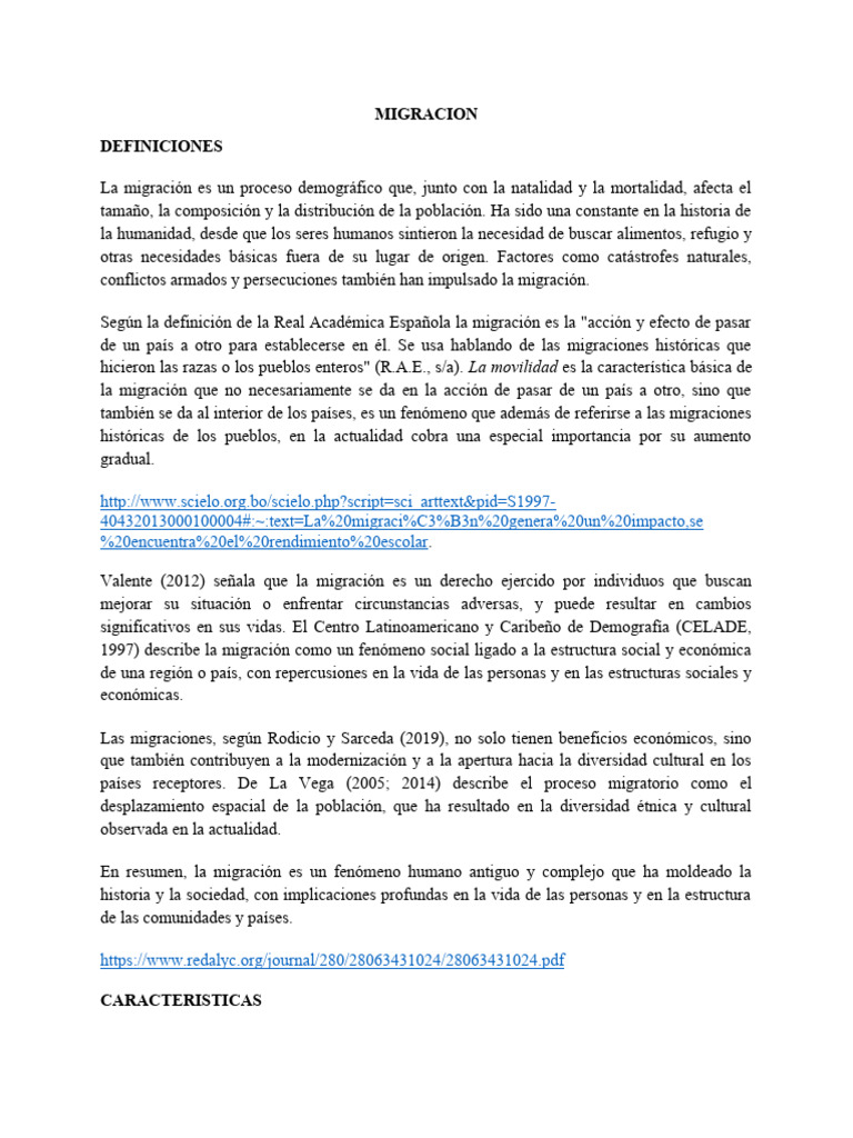 Características y Evolución de la Migración | PDF | Migración humana ...