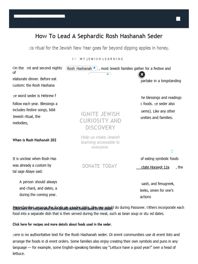 Rosh Hashanah Seder | PDF | Rosh Hashanah | Passover Seder