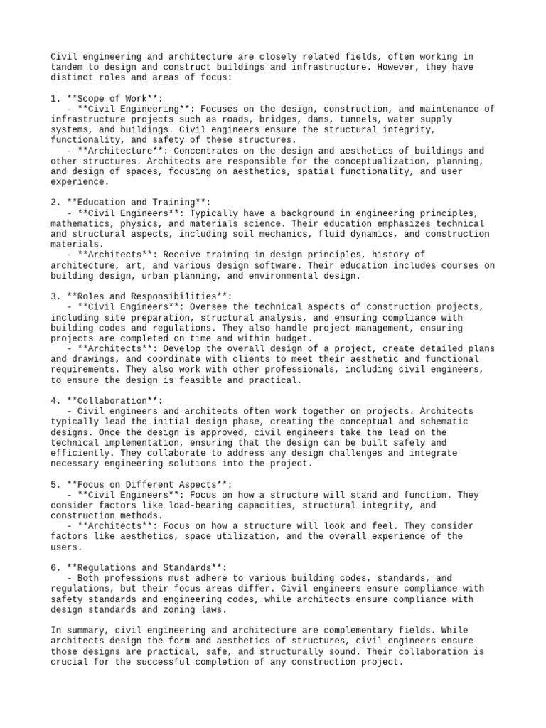 Relation of Civil Engineering and Aarchitecture | PDF | Architect ...