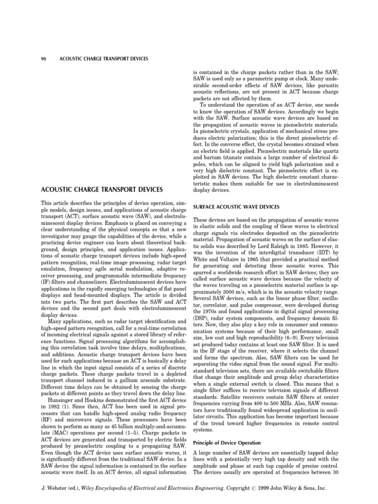 Acoustic charge transport devices in unknown pdf waves