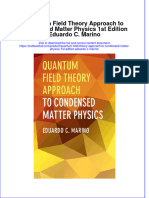 (Download PDF) Quantum Field Theory Approach To Condensed Matter Physics 1St Edition Eduardo C Marino Online Ebook All Chapter PDF