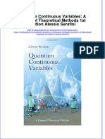 [Download pdf] Quantum Continuous Variables A Primer Of Theoretical Methods 1St Edition Alessio Serafini online ebook all chapter pdf 