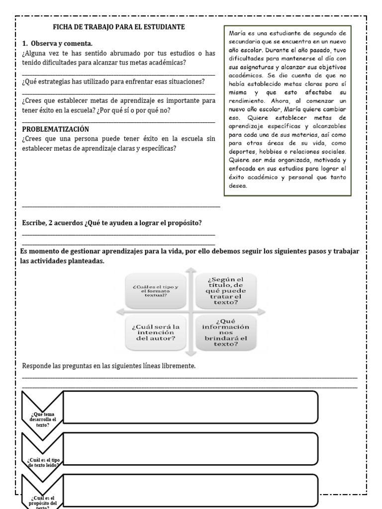 Unidad 1 - Ficha - Sem 2 - Comunicación 2° | PDF | Aprendizaje ...