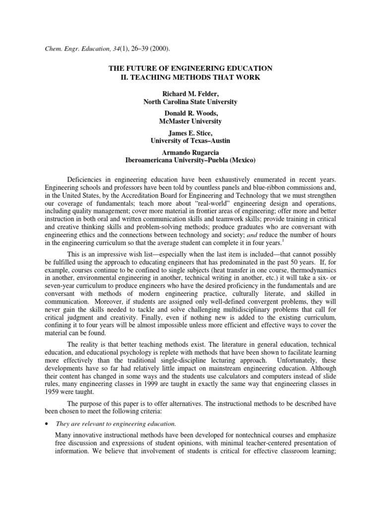Effective Teaching Methods in Engineering | PDF | Learning | Scientific ...