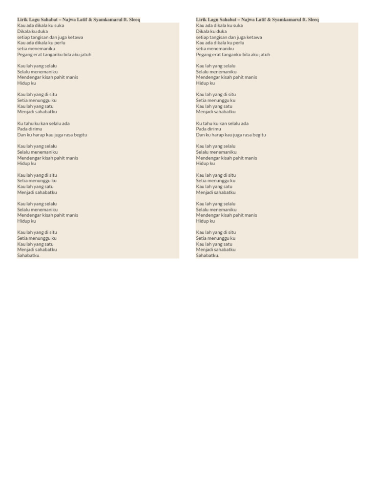 Lirik Lagu Sahabat | PDF | Seni