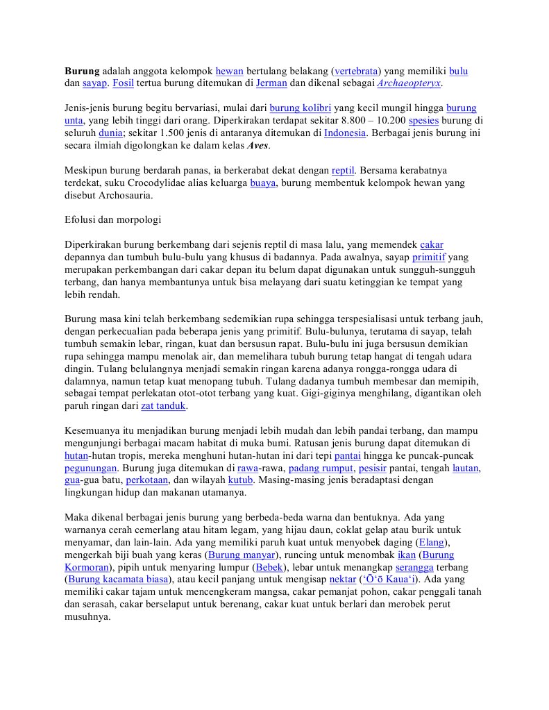 Burung Adalah Anggota Kelompok Hewan Bertulang Belakang