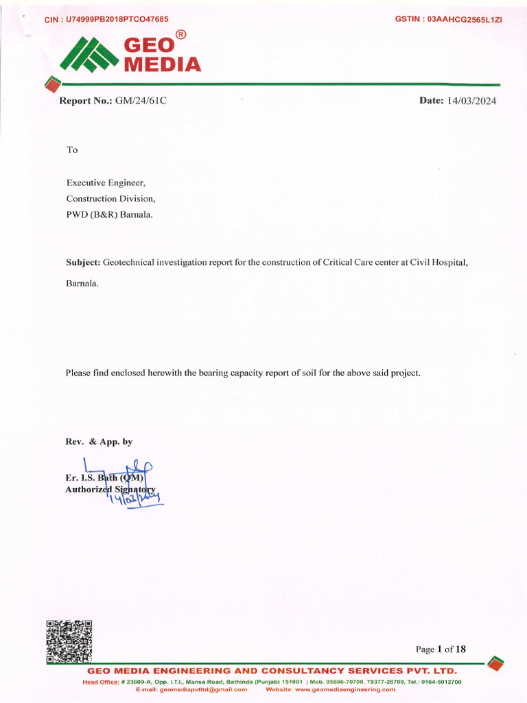 Geotechnical Report for Barnala Care Center | PDF | Earth Sciences ...