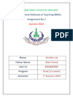Course: General Methods of Teaching (8601) Assignment No.1: Allama Iqbal Open University Islamabd