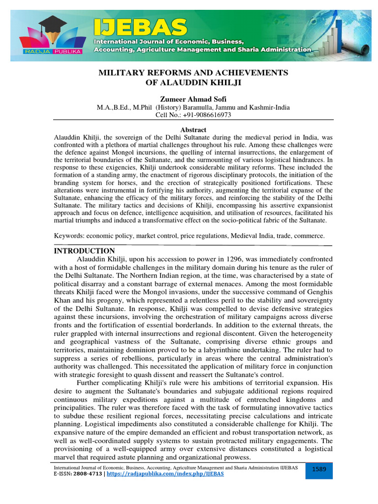 Military Reforms of Alauddin Khilji | PDF | Fortification | Military