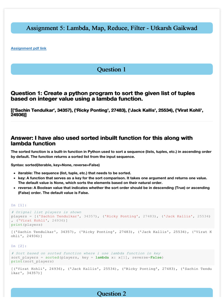 Assignment5Utkarsh | PDF | Anonymous Function | Function (Mathematics)