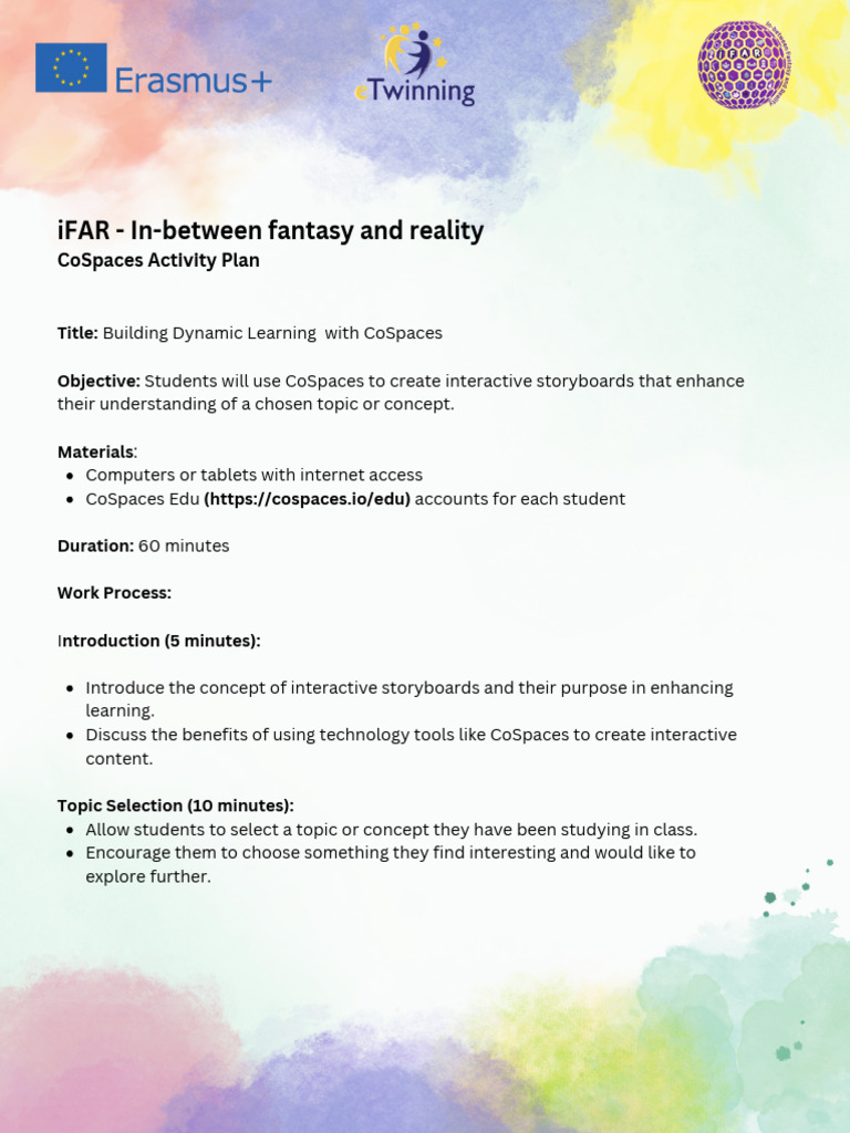 Ifar Cospaces Activity Plan | PDF | Learning | Experience