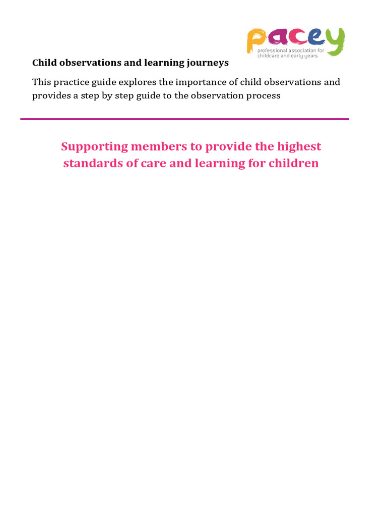 Child Observation Guide for Early Years | PDF
