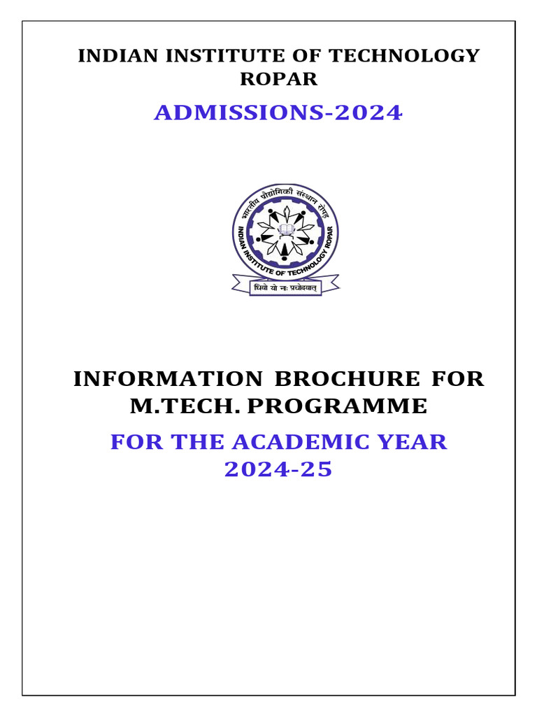 IIT Ropar M.Tech Admission 2024-25 Guide | PDF | Libraries | University ...