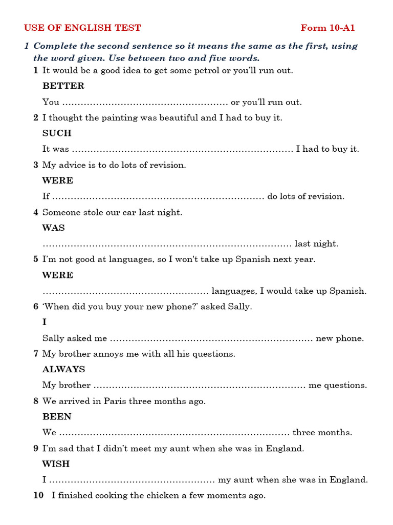 English Language Proficiency Test | PDF | Language Arts & Discipline