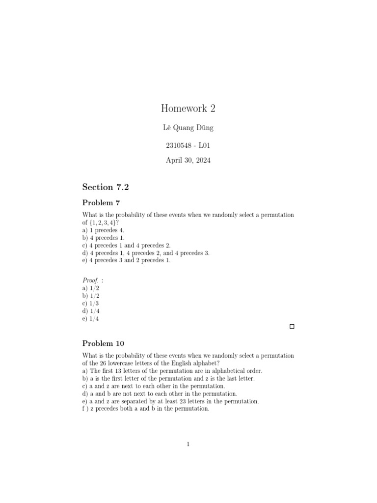 Hw3 Probability L01 Pdf Expected Value Mathematics