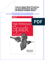 (Download PDF) High Performance Spark Best Practices For Scaling and Optimizing Apache Spark 1St Edition Holden Karau Online Ebook All Chapter PDF