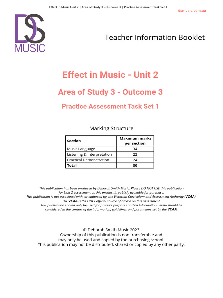 VCE Music Unit 2 Practice Assessment Guide | PDF | Minor Scale | Chord ...