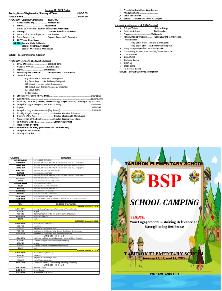 Mara Es School CAMP PROGRAM 2024 BLANK | PDF | Girl Guiding And Girl ...