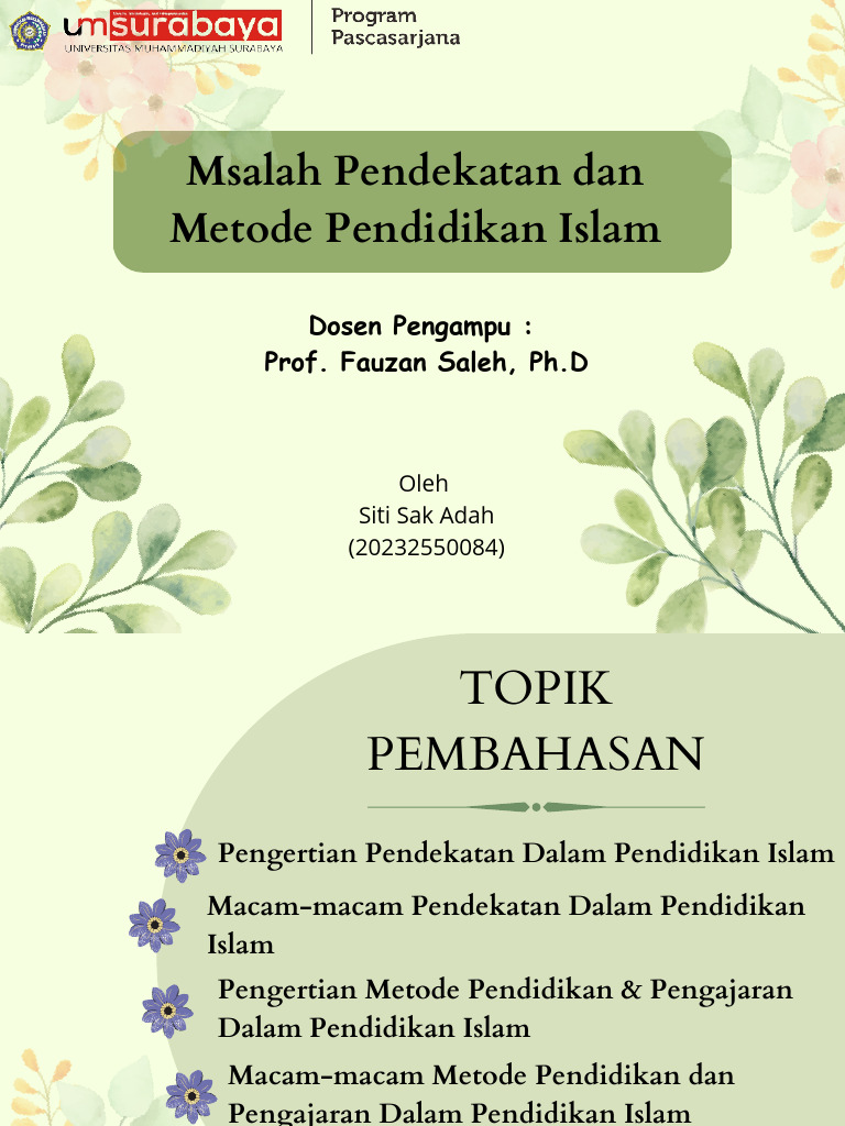Pendekatan dan Metode Pendidikan Islam | PDF