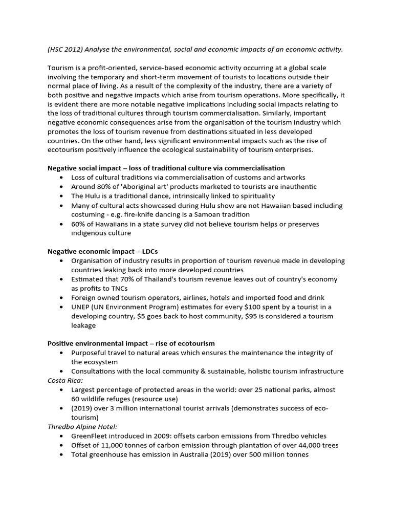 Negative Impacts of Tourism Explored | PDF | Tourism | Natural Environment