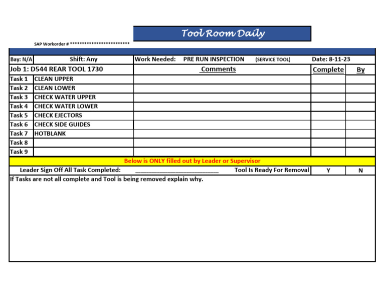 Daily Work Sheet d544 Front Tool 1727 | PDF