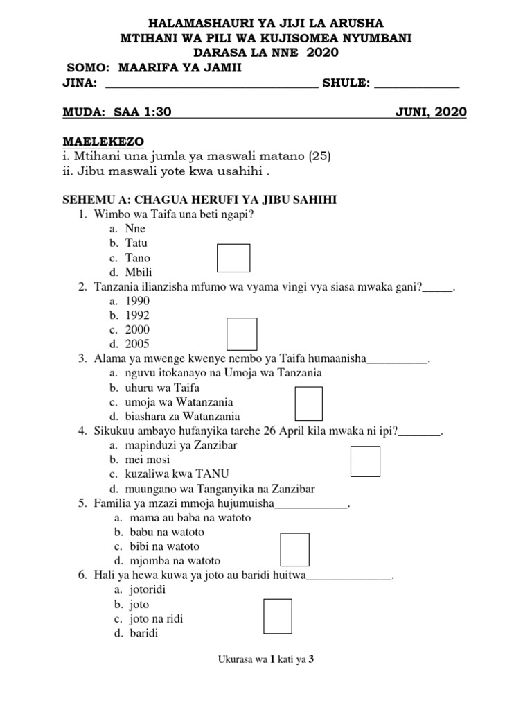 Maarifa Ya Jamii STD IV Hp2 | PDF