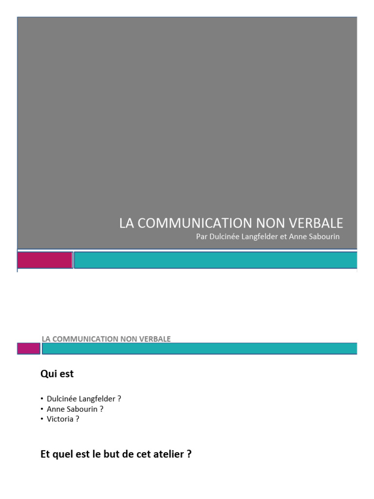Importance de la communication non verbale | PDF | la communication ...