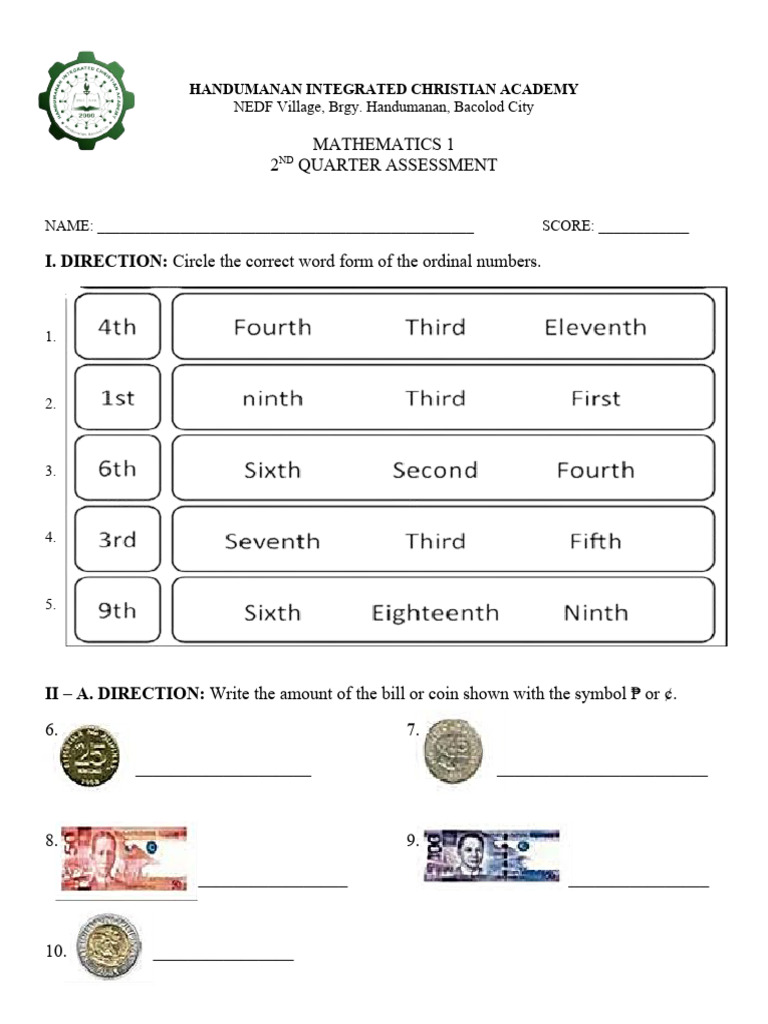 2nd Quarter - Math 1 (6 Copies) | PDF