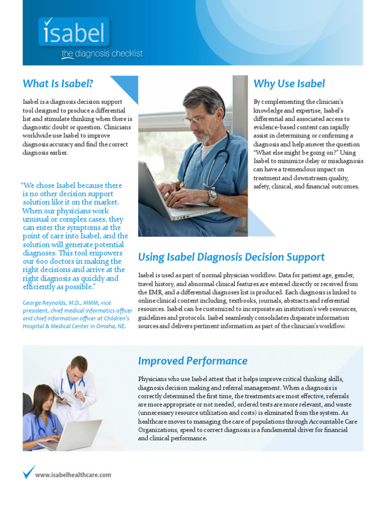 Brochure Isabel 2014 | PDF | Medical Diagnosis | Electronic Health Record