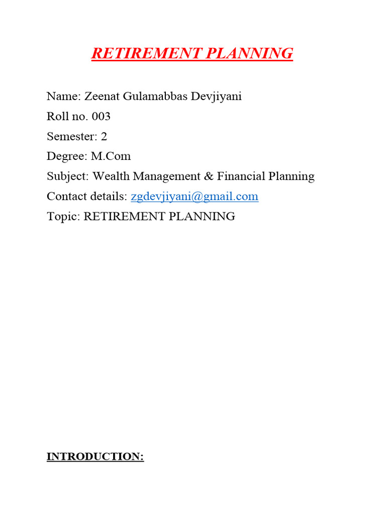 Mom SEM 2 WM&FP Retirement | PDF | Retirement | Pension
