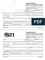 Declaration of Intent To Graduate Form