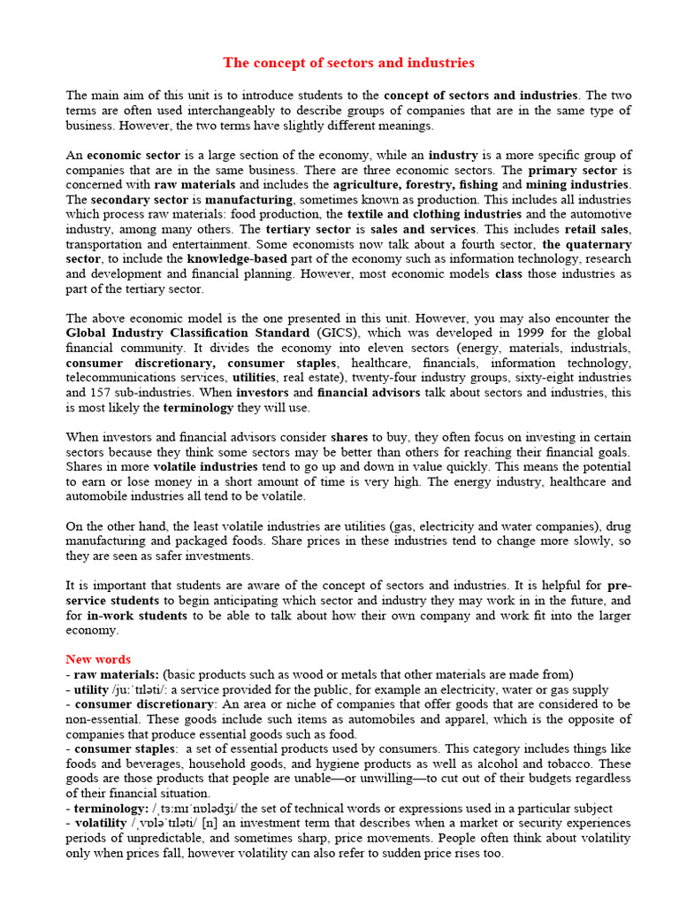 Understanding Sectors & Industries | PDF | Goods | Tertiary Sector Of ...