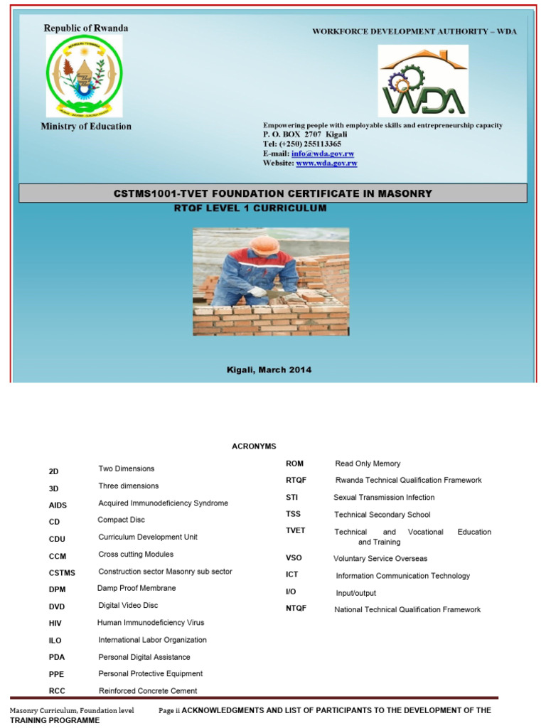 Masonry Curriculum Guide Overview | PDF | Learning | Curriculum