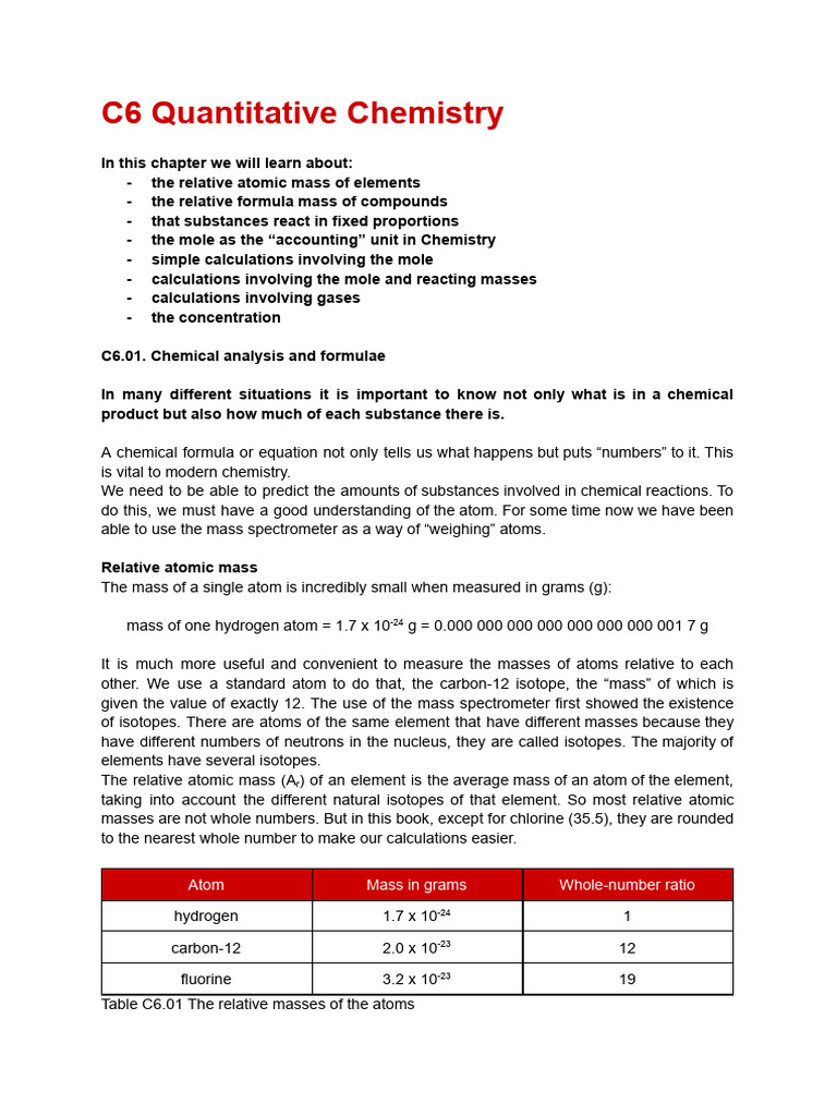 Understanding C6 Chemistry Concepts | PDF | Mole (Unit) | Gases