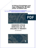 [Download pdf] Endangered African Knowledges And The Challenge Of Modernity An Igbo Response 1St Edition Ude online ebook all chapter pdf 