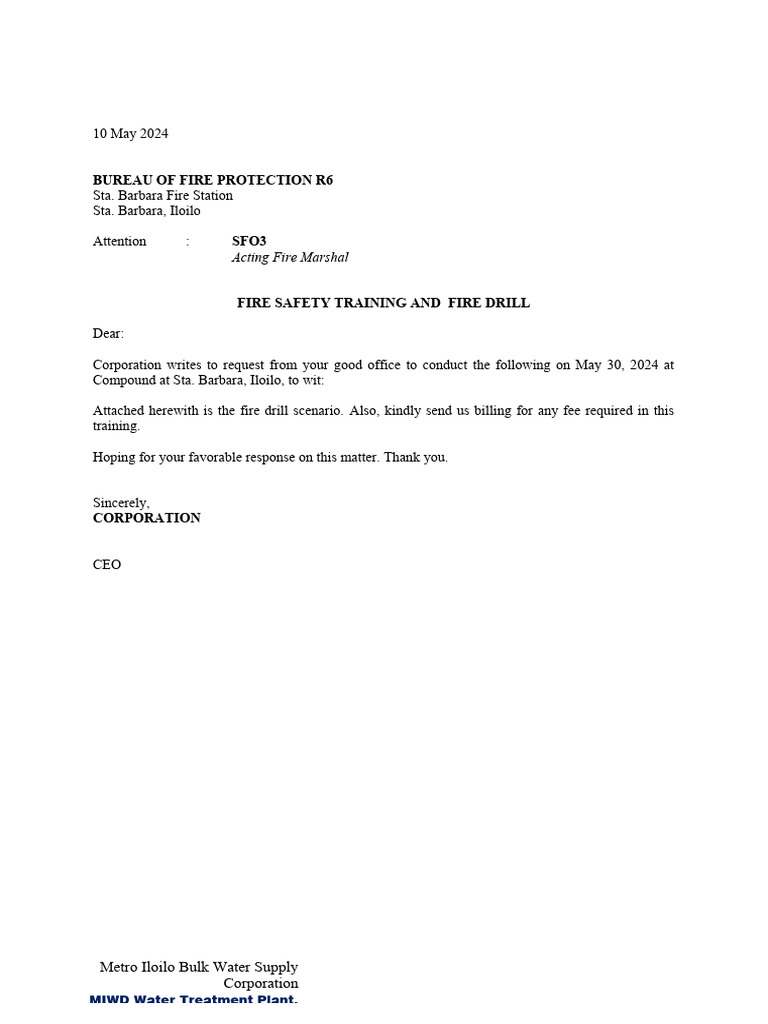 Fire Safety Training Request for Iloilo | PDF | Home & Garden