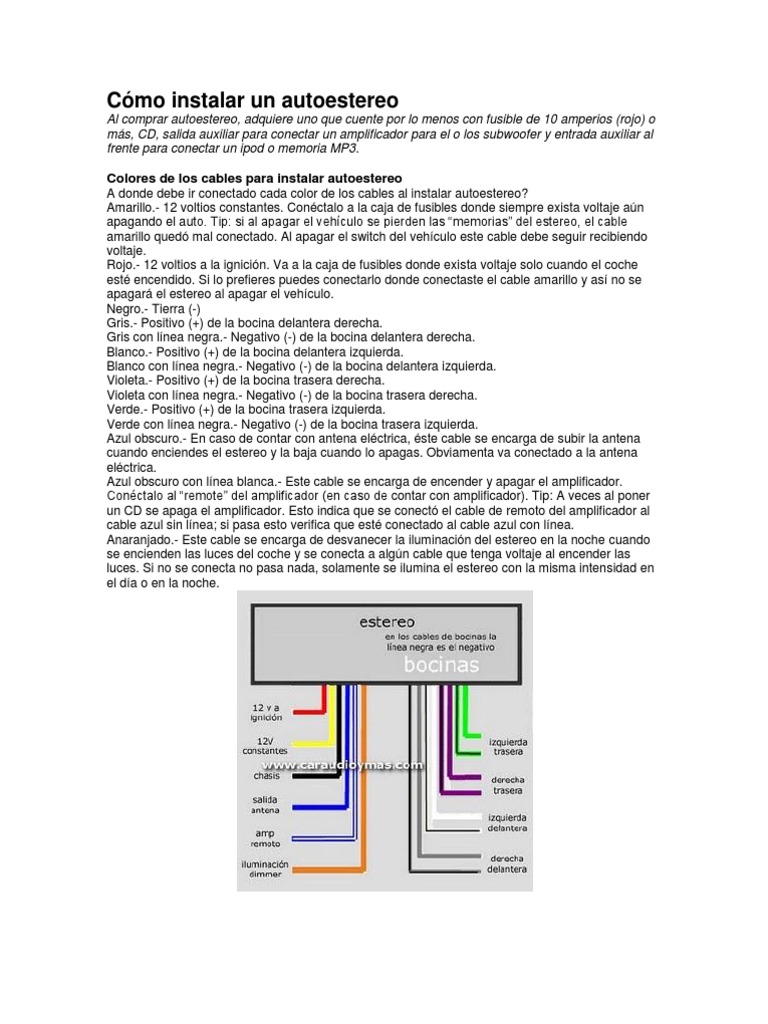 Cómo Instalar Un Autoestereo | PDF | Antena (Radio)