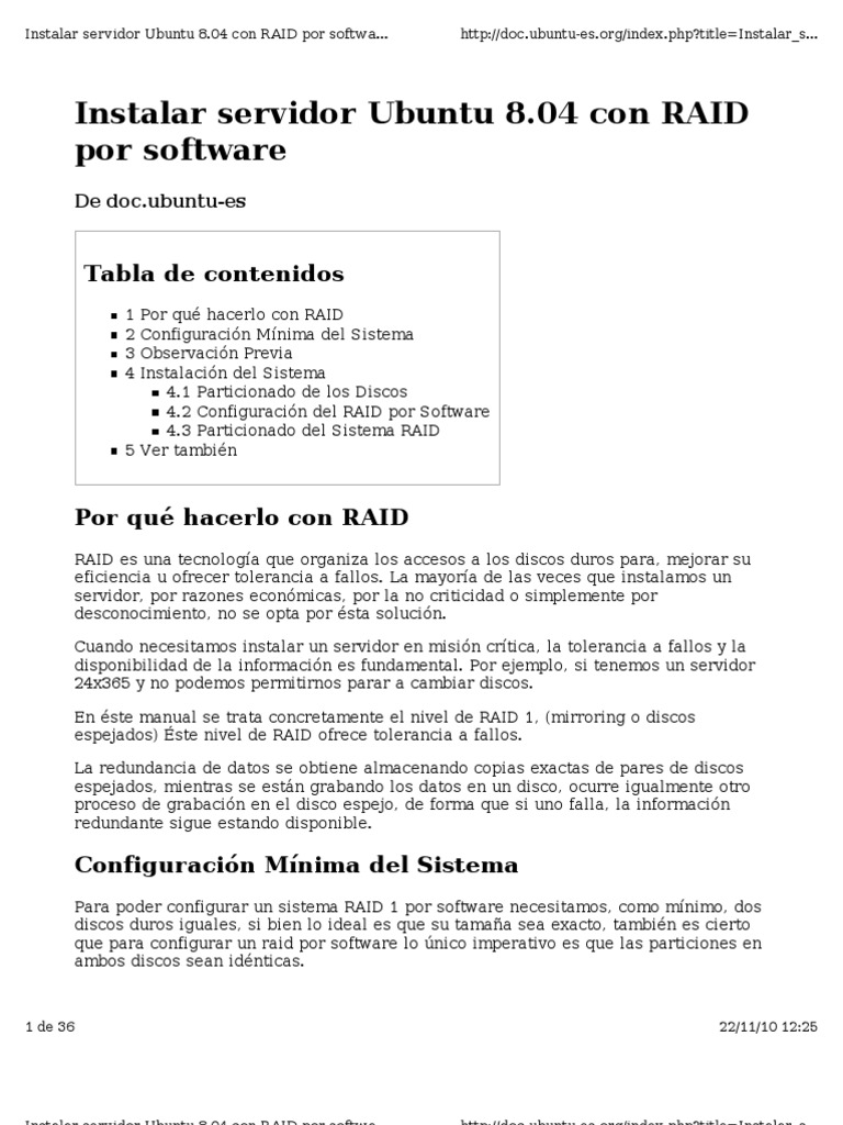 Guía: Ubuntu 8.04 con RAID por Software | PDF | Ubuntu (sistema ...