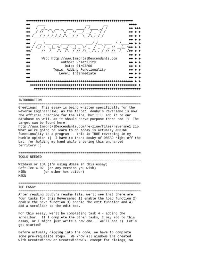 Adding Functionality to Reverse Engineering | PDF | Computers