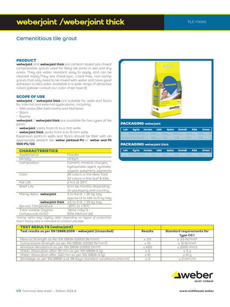 Weberjoint-Weberjoint Thick | PDF | Tile | Cement