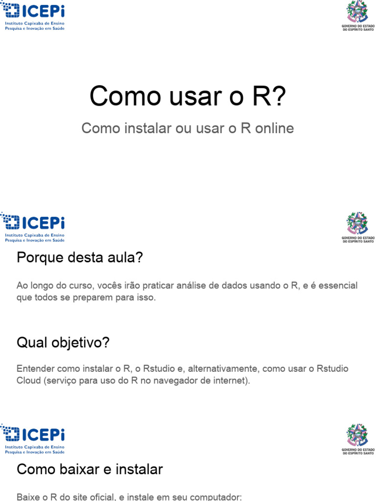 Guia de Instalação e Uso do R e Rstudio | PDF