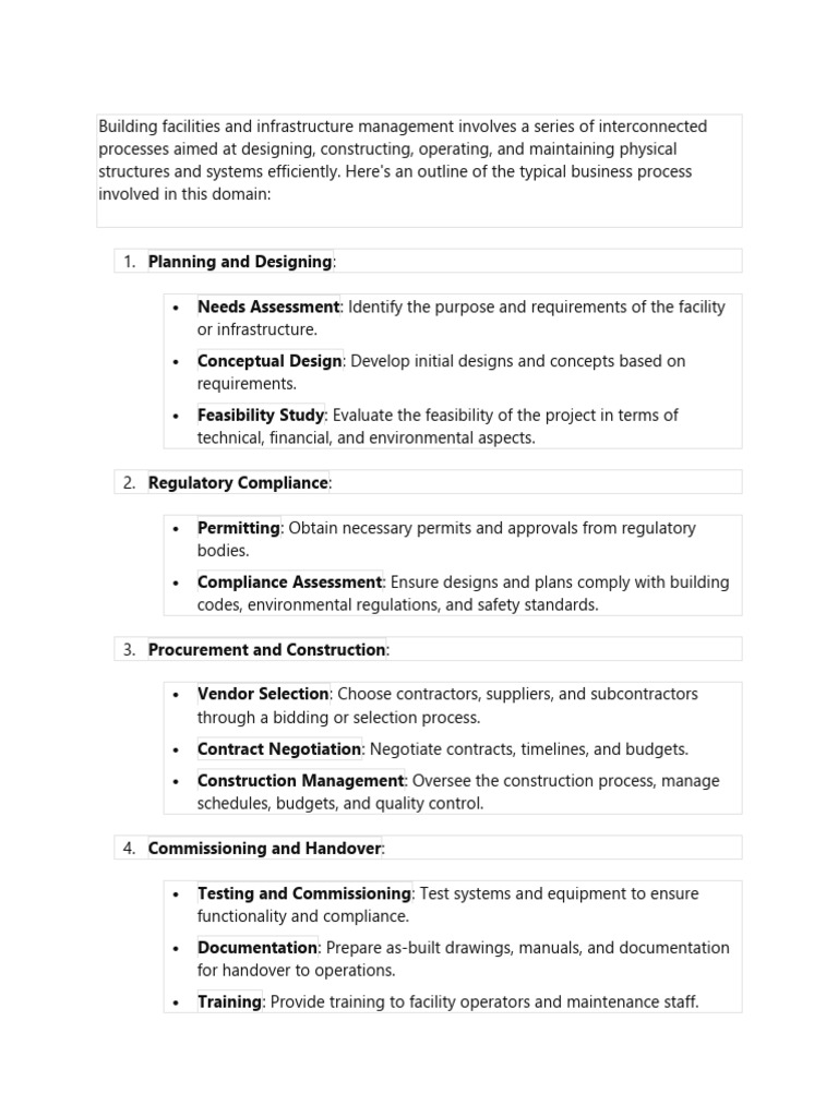 Building facilities and infrastructure management | PDF | Regulatory ...
