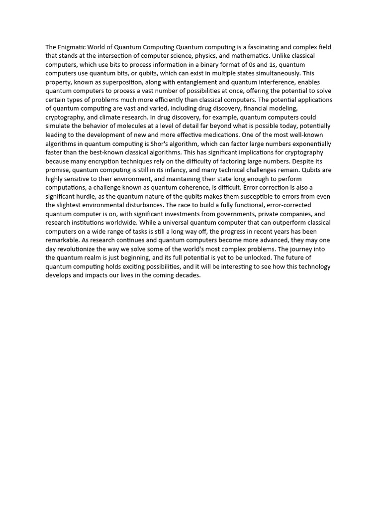The Enigmatic World of Quantum Computing | PDF | Quantum Computing ...