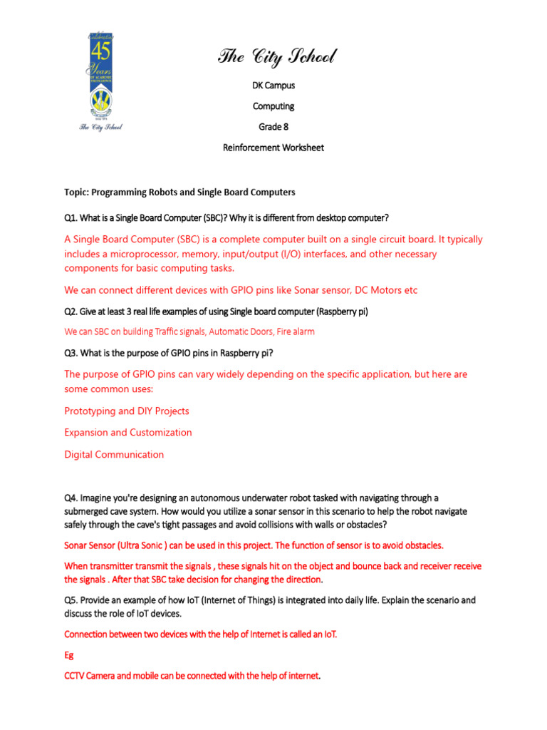 Answering Key Worksheet # 1 | PDF | Internet Of Things | Raspberry Pi